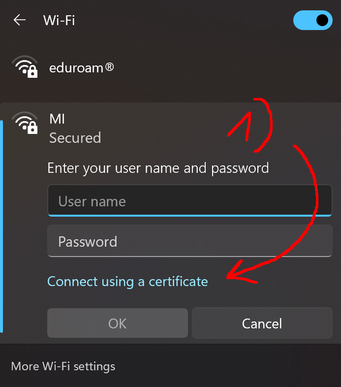 Connect using a Certificate